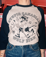 Load image into Gallery viewer, Stupid Canadian Wolf Bird Raglan
